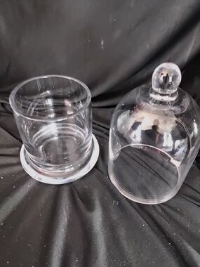 Lot Of 6 Clear Glass Dome Cloche with Base  Butter Dish